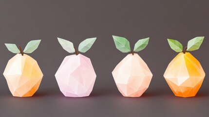 Aufkleber - Creative paper fruit display a unique geometric art piece for home decoration