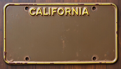 Vintage 1954 california License Plate with Weathered Metal Frame