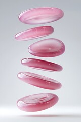 Poster - Translucent pink gel discs in suspension a study of light and form