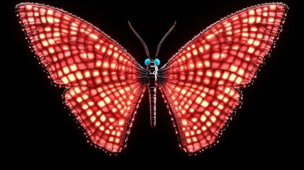 Poster - Captivating radiance of a digital butterfly exploring the intersection of nature and technology in art