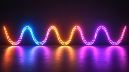 Poster - Vibrant neon waves a stunning display of colorful led light patterns in a modern artistic context