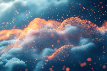 Wall Mural - abstract cloud formation with glowing particles