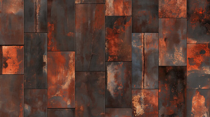 Wall Mural - A detailed texture of rusted metal in shades of brown, orange, and red for a rugged, industrial look.