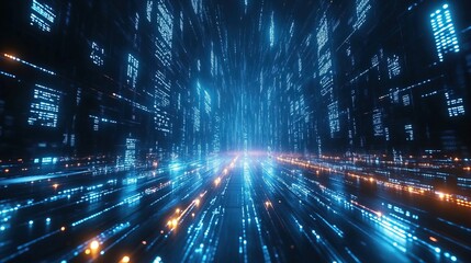 Futuristic Digital Binary Code Background
