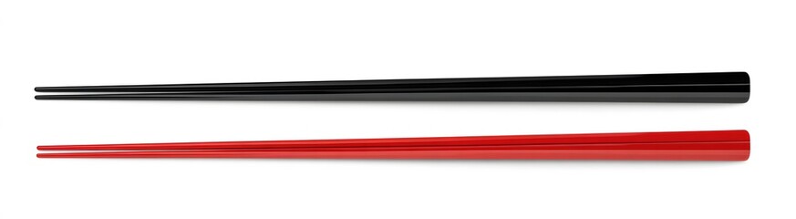 Simple Black and red chopsticks on White Background

