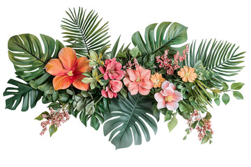 Wall Mural - Vibrant Tropical Flower Arrangement with Lush Green Foliage