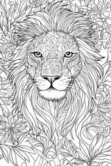 Intricate Mandala Lion Coloring Page for Adults