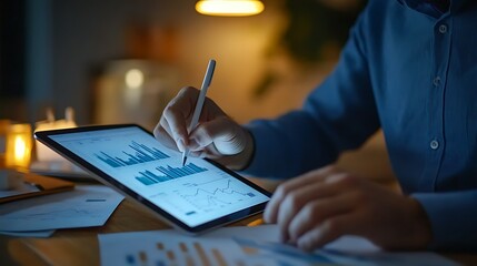 Financial wildlife poet working on a digital tablet