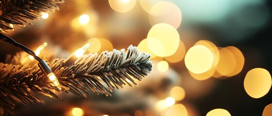 Aufkleber - Holiday Cheer with Glittering Christmas Lights and Pine Tree Decorations : Generative AI