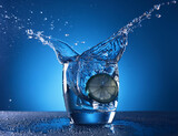 Drink water lemon, splash, blue