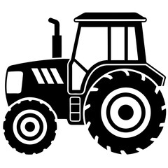 Modern Tractor silhouette vector illustration on a white background