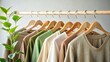 © Watcharapon - Organic eco clothes on a hanger, made from natural and processed fabrics with eco-friendly designs, eco-friendly, organic
