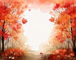 © FCEalin  - watercolor of a maple tree background with empty copy space in the middle