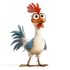 Wall Mural - A cartoon chicken standing on a white background.