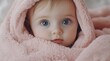 © Maryna - Wrapped in a soft pink blanket, this wide-eyed baby gazes with curiosity and innocence, capturing the essence of pure childhood wonder.