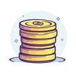 © Kavita - Cartoon coin stack for saving money concept on a white background.