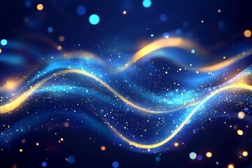 Wall Mural - abstract blue and gold waves