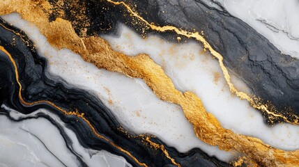Aufkleber - Elegant marble stone texture in white gold and black for a sophisticated wallpaper background
