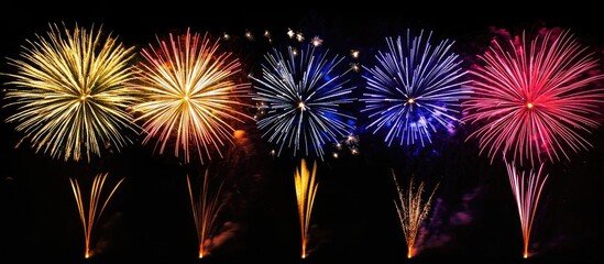 Leinwandbilder - Beautiful Colorful Holiday Fireworks On The Black Sky Background