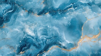 Aufkleber - Luxury blue marble texture with ocean hues on a soft background