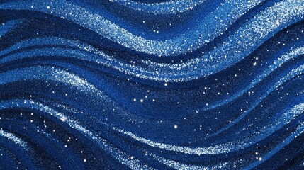 Leinwandbilder - Abstract blue glitter wave texture with sequins