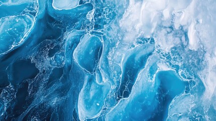 Leinwandbilder - Aerial perspective of intricate blue ice patterns Concept of a winter landscape and natural beauty