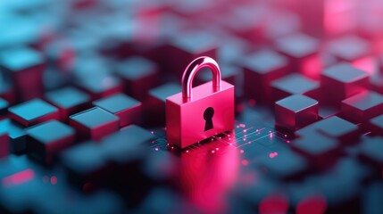 Wall Mural - a graphic illustration showcasing a network with different layers of security protection, highlighti
