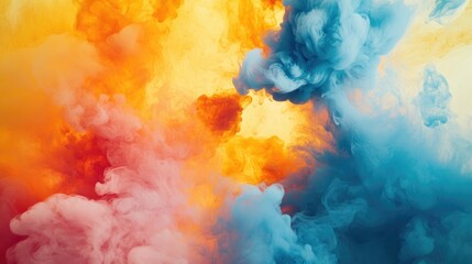 Fototapete - Vibrant abstract backdrop featuring an eruption of colorful ink