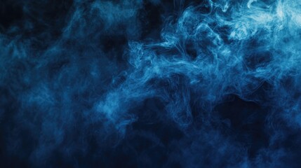 Leinwandbilder - An abstract dark blue background features delicate wisps of smoke and smog
