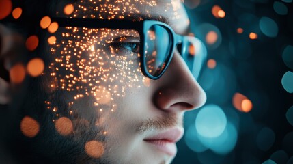 Wall Mural - a cybersecurity professional using artificial intelligence software to detect and respond to cyber t