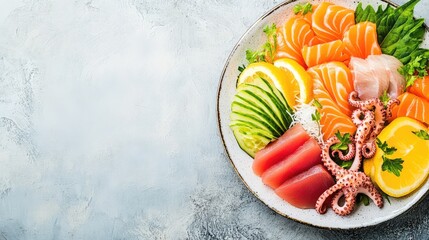 Poster - Fresh Sushi Platter with Assorted Seafood and Vegetables