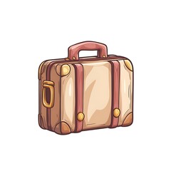 Wall Mural - Cartoon suitcase icon symbolizing travel or business on a white background.