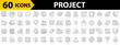 © vectorsanta - Project management 60 icon set. Time management. Planning concept icons. Report, plan, startup, gear, lightbulb and more. Vector illustration