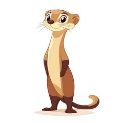 Wall Mural - A cartoon ferret standing with a long body on a white background.