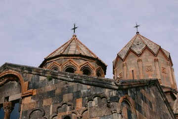 Wall Mural - Ancient Armenian church domes and crosses.