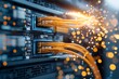 © Odin AI - A striking image of network cables intertwined with a circuit board, illustrating vibrant energy and connection. It represents modern communication and technological synergy.