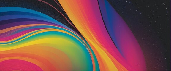 Wall Mural - Vibrant Gradient Waves in Orange, Magenta, and Blue with Abstract Textures