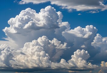 Canvas Print - Majestic Summer Cumulus Clouds Against a Blue Sky