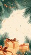 © MediaStockAI - Festive Christmas Background with Pine Branches and Gift Boxes