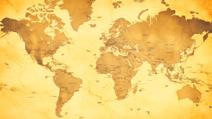  A sepia-toned traditional world atlas display, featuring continents and national boundaries on an old-style paper with classic design.