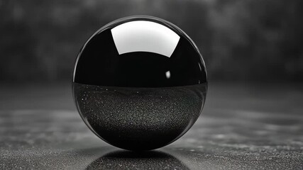 Wall Mural - black sphere rotating on reflective surface