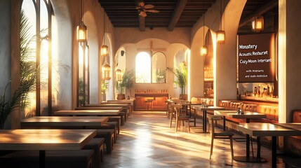 Monastery Inspired Sleek Modern Architecture Restaurant Design Sophisticated Stylish Dining Ambiance picture