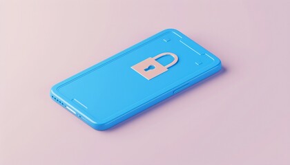 Secure Mobile Technology - 3D Rendered Modern Composition with Locks and Smartphone