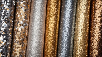 Wall Mural - texture of sparkling glitter in gold and silver, creating a festive, luxurious look