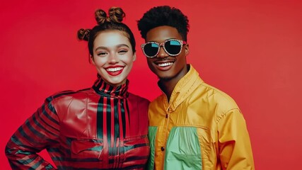 Wall Mural - A man and a woman are smiling at the camera