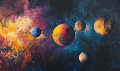 Wall Mural - abstract planets on space texture