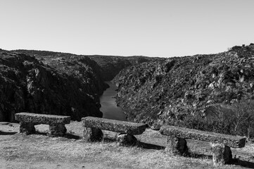 The three benches in black and white, Portugal