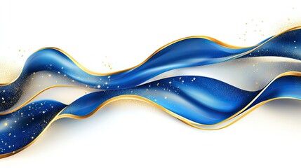 Wall Mural - Luxurious flowing blue and gold ribbon design. Premium background