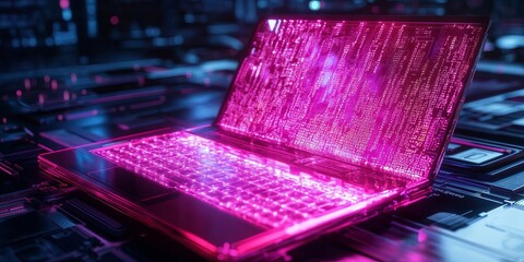 Computer engineers design and create software for phones, computers, and other devices. They write code, like the neon glow on a futuristic laptop screen, to make these programs work.