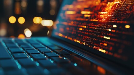 Close-up of a Laptop with Code on the Screen